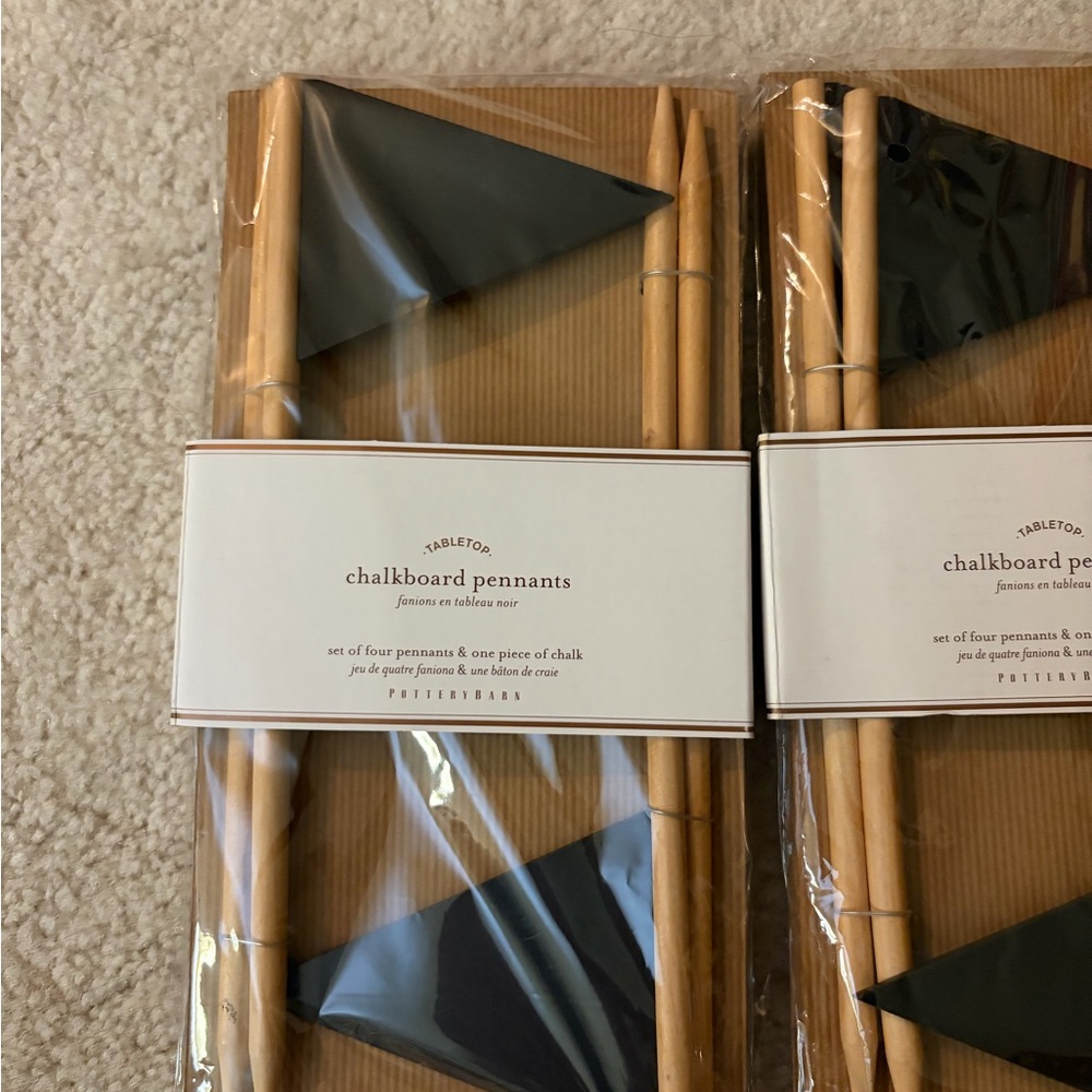 Pottery Barn Black Chalkboard Pennants - Natural Wood Sticks - Picture 2 of 4